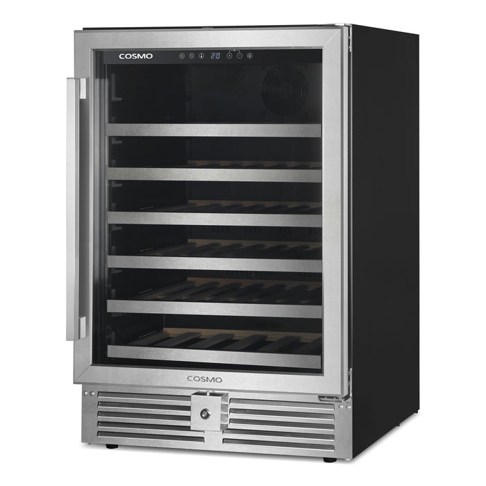 Cosmo 48-Bottle Stainless Steel 24 in. Single Zone Compressor Wine Cooler - COS-24BIWCS