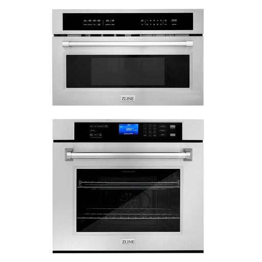 ZLINE Stainless Steel 30-inch Built-in Convection Microwave Oven and 30-inch Single Wall Oven with Self Clean