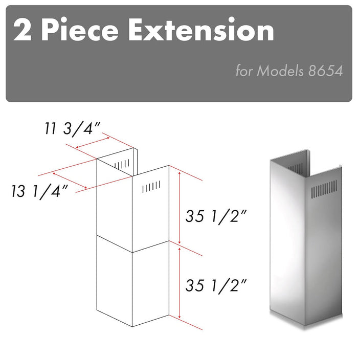 ZLINE 2-36 in. Chimney Extensions for 10 ft. to 12 ft. Ceilings (2PCEXT-8654ST)
