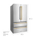 ZLINE Autograph Edition 36 in. 22.5 cu. ft. Counter-Depth French Door Refrigerator with Ice Maker in Fingerprint-Resistant Stainless Steel with Champagne Bronze Traditional Handles (RFMZ-36-CB)