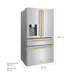 ZLINE Autograph Edition 36 in. 21.6 cu. ft. Counter-Depth French Door Refrigerator with Water and Ice Dispenser in Fingerprint-Resistant Stainless Steel with Champagne Bronze Traditional Handles (RFMZ-W-36-CB)
