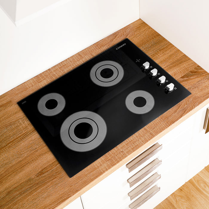 Cosmo 30 in. Electric Ceramic Glass Cooktop with 4 Burners, Dual Zone Elements, Hot Surface Indicator Light and Control Knobs - COS-304ECC