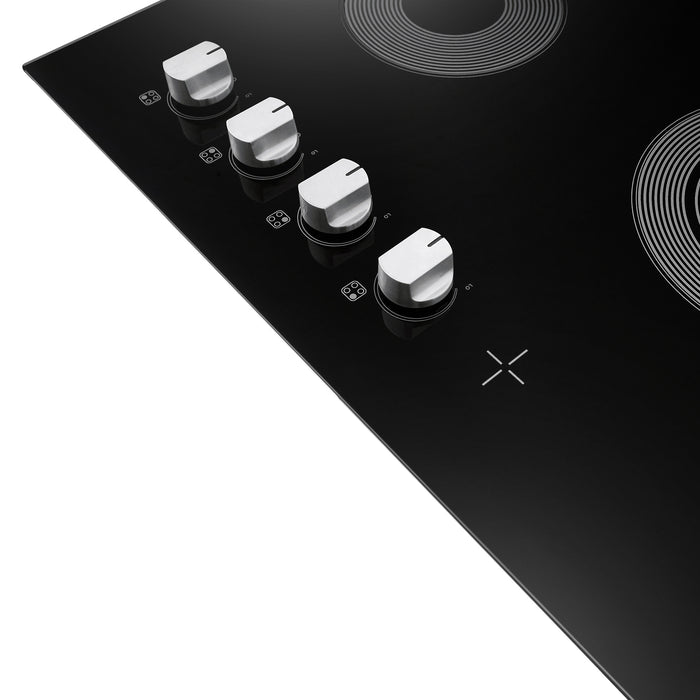 Cosmo 30 in. Electric Ceramic Glass Cooktop with 4 Burners, Dual Zone Elements, Hot Surface Indicator Light and Control Knobs - COS-304ECC