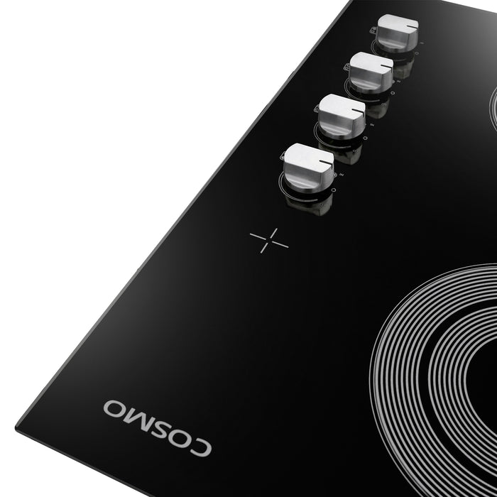 Cosmo 30 in. Electric Ceramic Glass Cooktop with 4 Burners, Dual Zone Elements, Hot Surface Indicator Light and Control Knobs - COS-304ECC