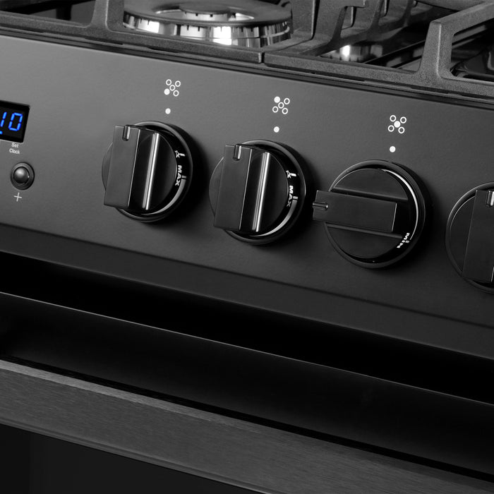 Cosmo 30 in. Nebula Collection 5.0 cu. ft. Gas Range, 5 Burners, Rapid Convection Oven, Cast Iron Grates in Matte Black - COS-305AGC-BK