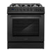 Cosmo 30 in. Nebula Collection 5.0 cu. ft. Gas Range, 5 Burners, Rapid Convection Oven, Cast Iron Grates in Matte Black - COS-305AGC-BK