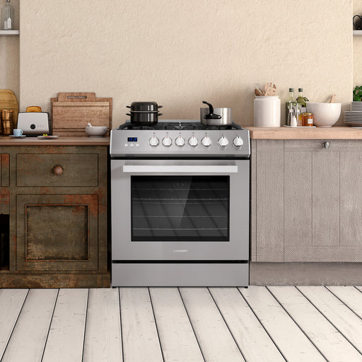 Cosmo 30 in. 5.0 cu. ft. Single Oven Gas Range with 5 Burner Cooktop and Heavy Duty Cast Iron Grates in Stainless Steel - COS-305AGC