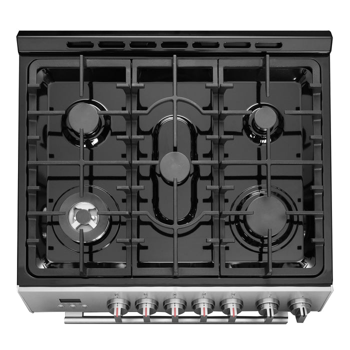 Cosmo 30 in. 5.0 cu. ft. Single Oven Gas Range with 5 Burner Cooktop and Heavy Duty Cast Iron Grates in Stainless Steel - COS-305AGC