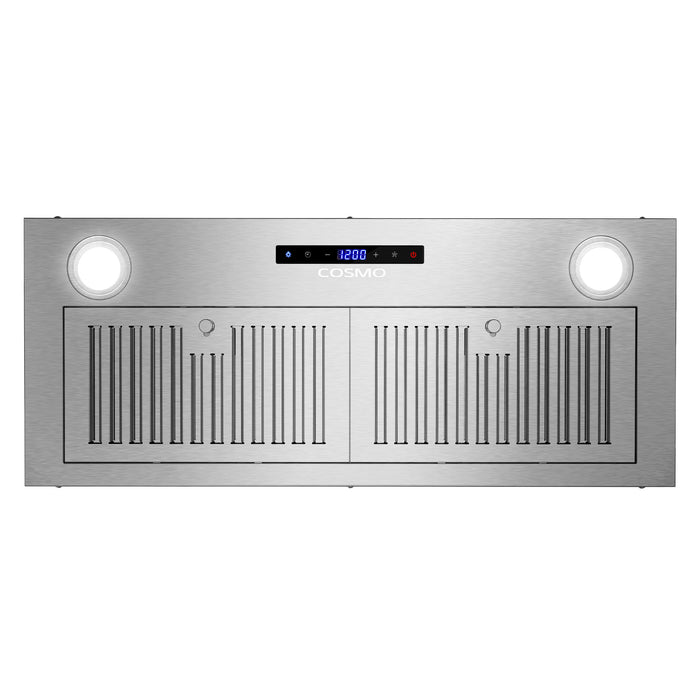 Cosmo 30 in. Lumin Collection 380 CFM Ducted Insert Range Hood, Touch Controls, LED Lights, Stainless Steel - COS-30IRHS