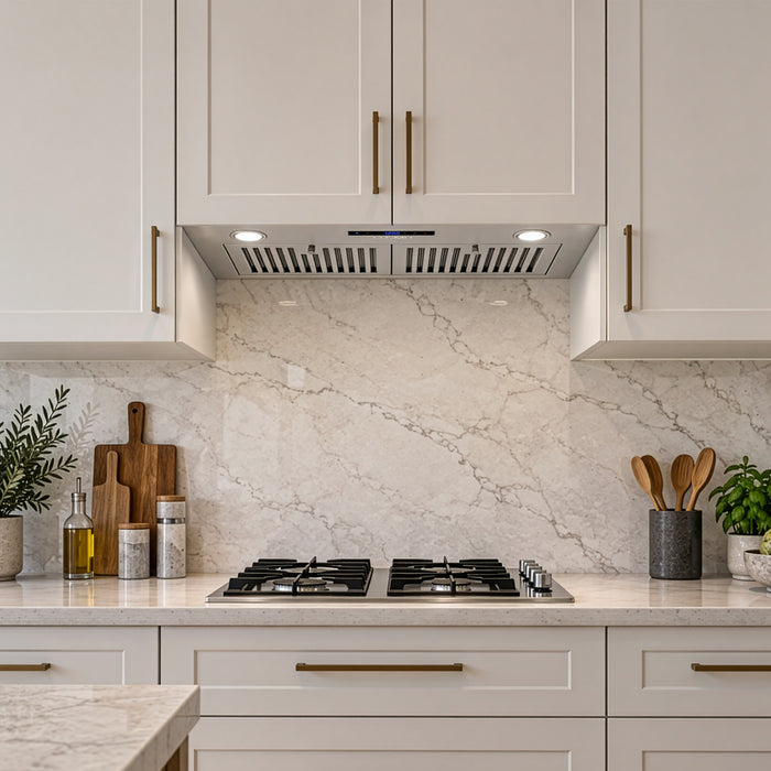 Cosmo 30 in. Lumin Collection 380 CFM Ducted Insert Range Hood, Touch Controls, LED Lights, Stainless Steel - COS-30IRHS