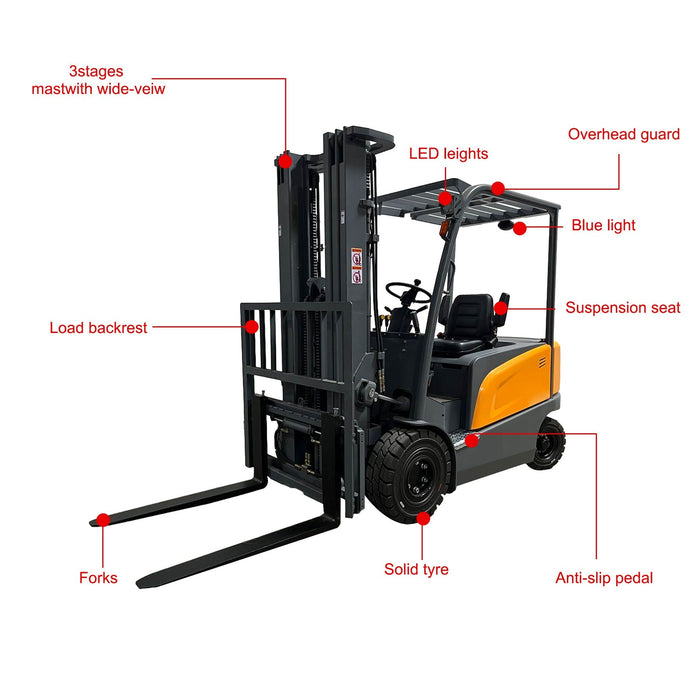 ApolloLift Lead acid Battery 4-wheel Electric Forklift 6600lbs Cap. 197" Lifting - A-4014