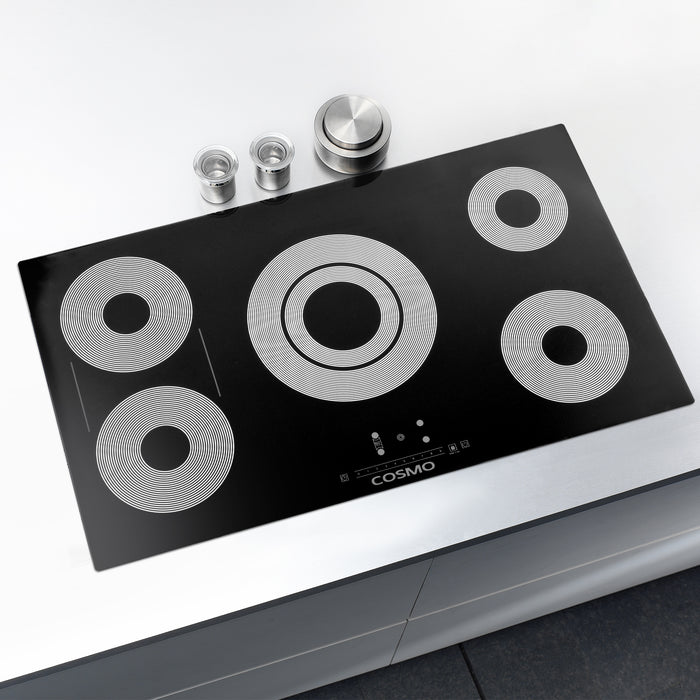 Cosmo 36" Electric Ceramic Glass Cooktop with 5 Burners and Touch Controls - COS-365TBECC
