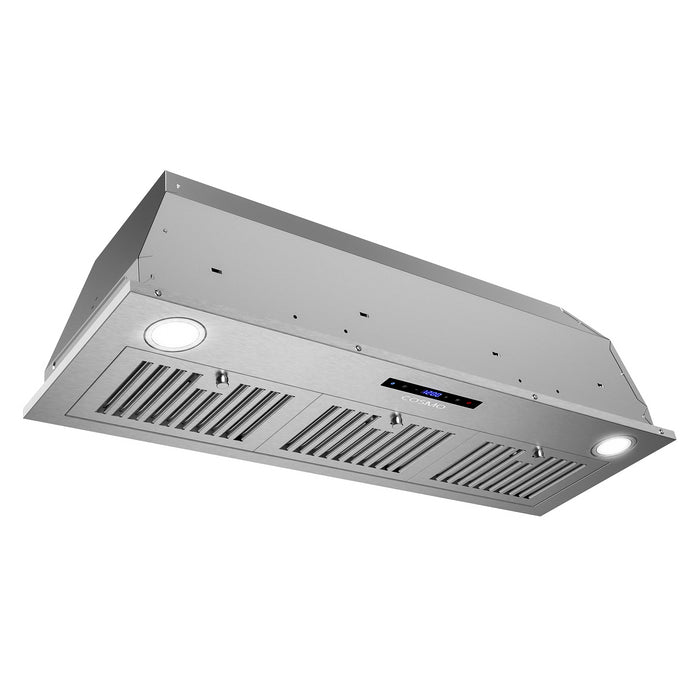 Cosmo 36 in. Lumin Collection 380 CFM Ducted Insert Range Hood, Touch Controls, LED Lights, Stainless Steel - COS-36IRHS