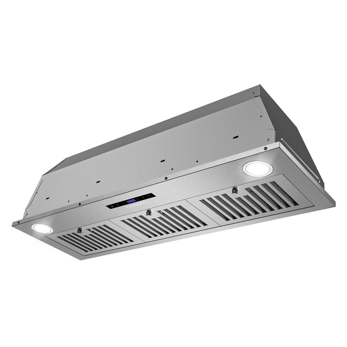 Cosmo 36 in. Lumin Collection 380 CFM Ducted Insert Range Hood, Touch Controls, LED Lights, Stainless Steel - COS-36IRHS