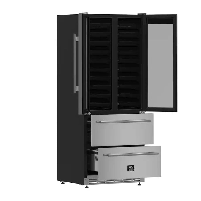 Forno Campania 32 in Triple Zone Wine Cooler 120-Bottle Stainless - FWCDR6635-32S