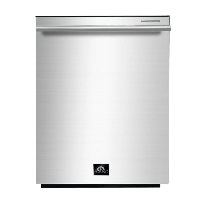 Forno 5-Piece Appliance Package - 48-Inch Gas Range, Refrigerator, Wall Mount Hood, Microwave Oven, & 3-Rack Dishwasher in Stainless Steel