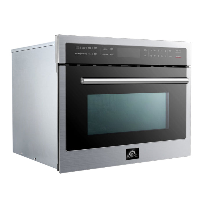 Forno 5-Piece Appliance Package - 48-Inch Gas Range, Refrigerator, Wall Mount Hood, Microwave Oven, & 3-Rack Dishwasher in Stainless Steel