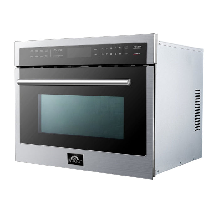 Forno 5-Piece Appliance Package - 48-Inch Gas Range, Refrigerator, Wall Mount Hood, Microwave Oven, & 3-Rack Dishwasher in Stainless Steel