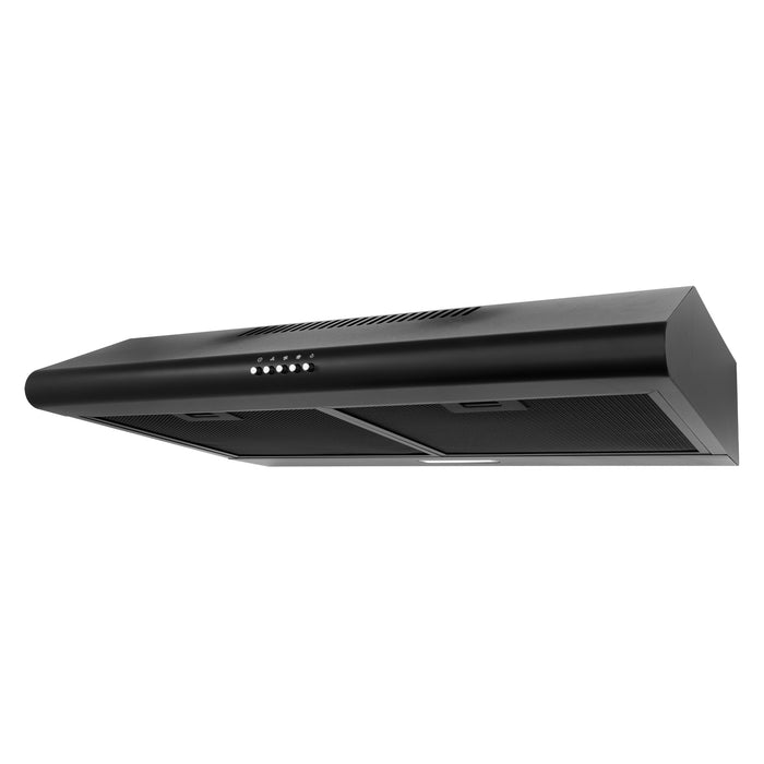 Cosmo 30 in. Delta Collection Ducted Under Cabinet Range Hood, Button Controls, Reusable Filters, LED Lights in Matte Black - COS-5MU30-BK