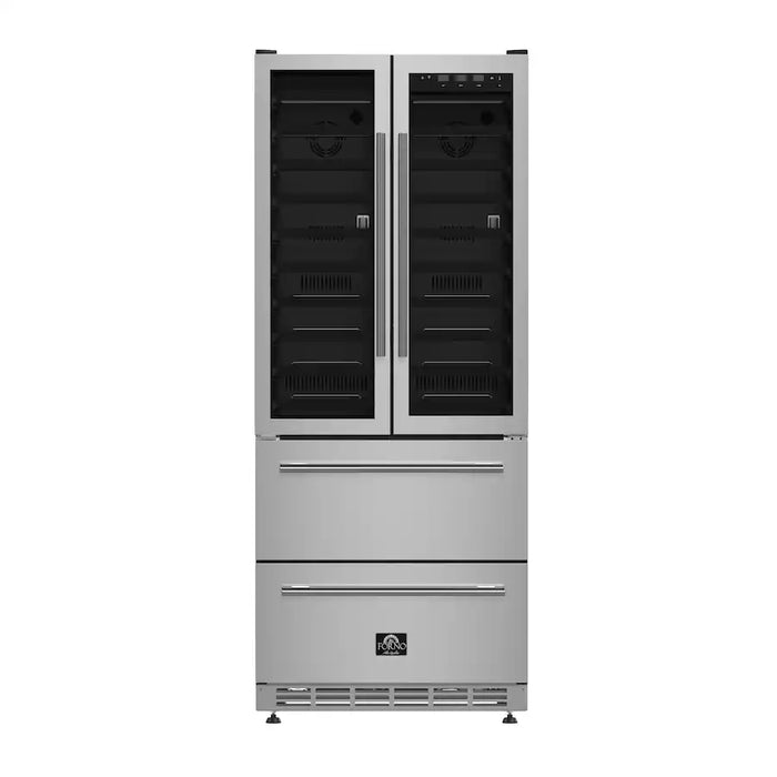 Forno Campania 32 in Triple Zone Wine Cooler 120-Bottle Stainless - FWCDR6635-32S