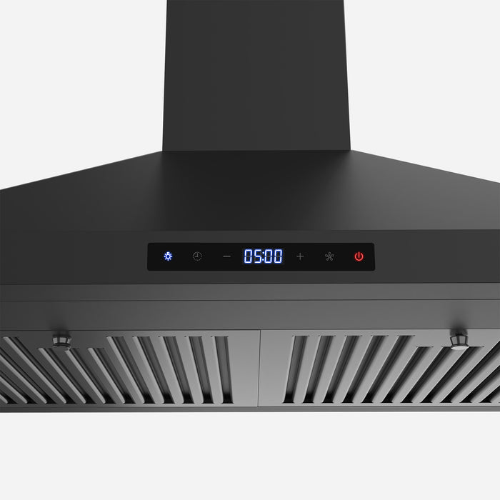 Cosmo 30 in. Vista Collection 380 CFM Ducted Wall Mount Range Hood, Touch Controls, LED Lights, Matte Black - COS-63175S-BK