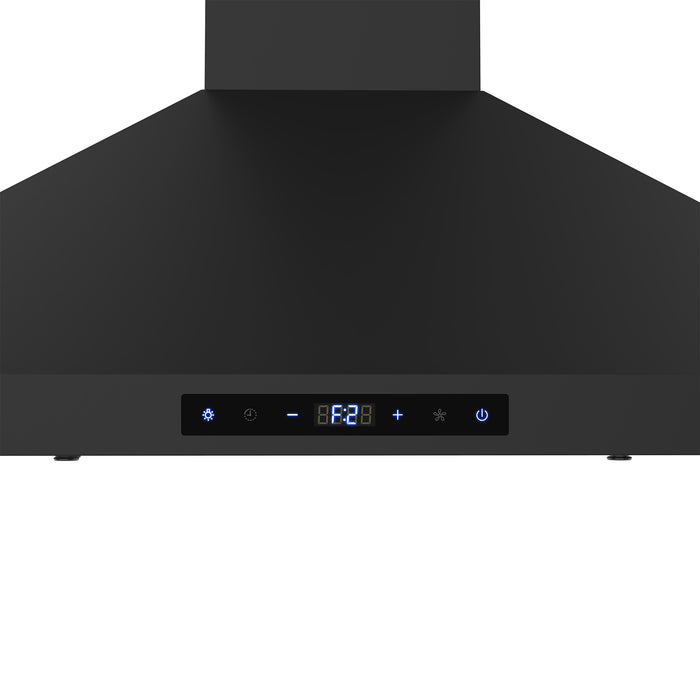 Cosmo 36 in. Vista Collection 380 CFM Ducted Wall Mount Range Hood, Touch Controls, LED Lights, Matte Black - COS-63190S-BK