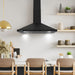 Cosmo 36 in. Vista Collection 380 CFM Ducted Wall Mount Range Hood, Touch Controls, LED Lights, Matte Black - COS-63190S-BK