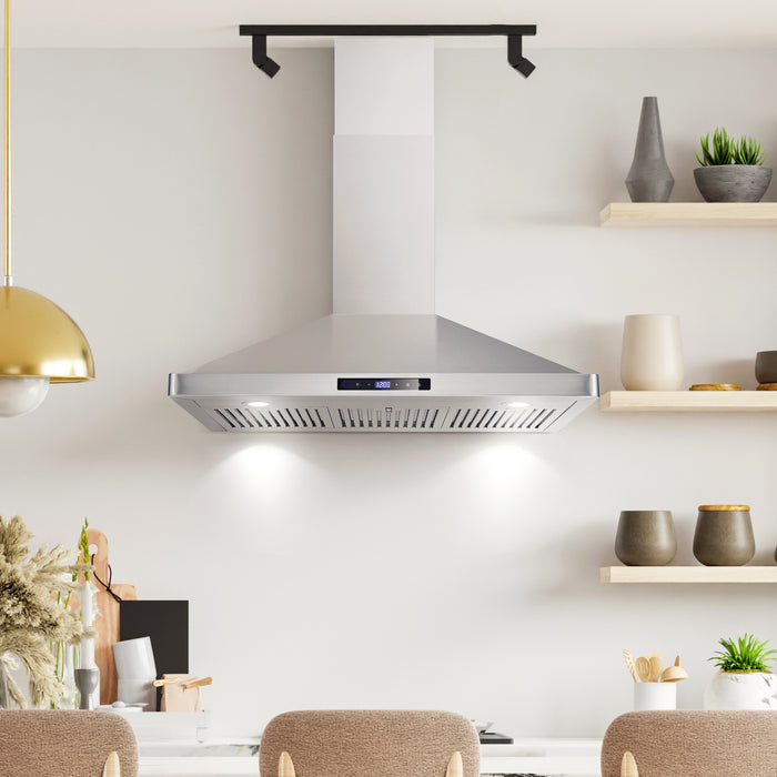Cosmo 36 in. Ducted Range Hood in Stainless Steel with Touch Controls, LED Lighting and Permanent Filters - COS-63190S