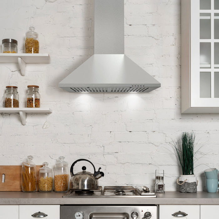 Cosmo 24 in. Ducted Wall Mount Range Hood in Stainless Steel with LED Lighting and Permanent Filters - COS-6324EWH