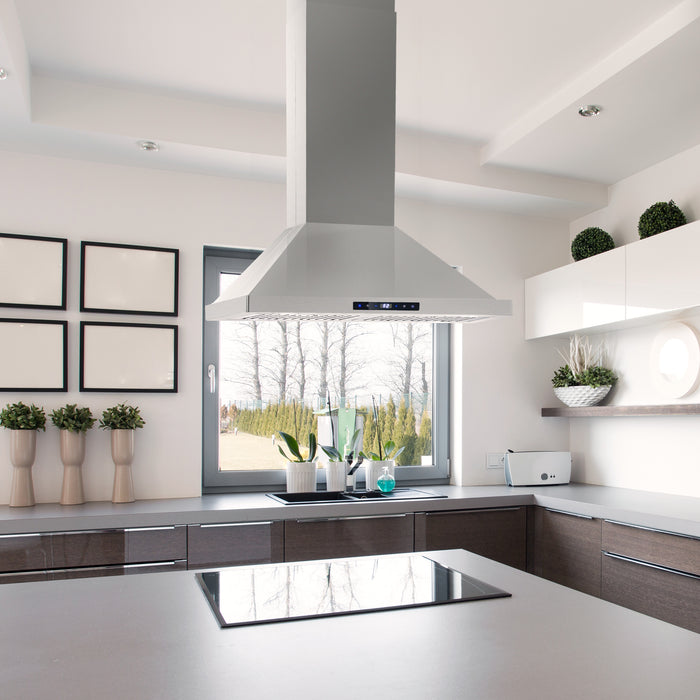 Cosmo 30" Stainless Steel Island Range Hood with Digital Touch Controls - COS-63ISS75