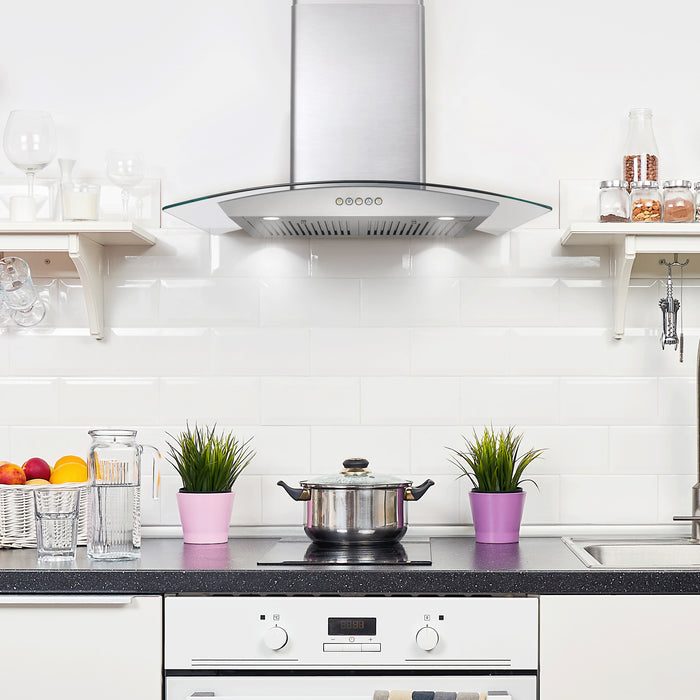 Cosmo 30 in. Ducted Wall Mount Range Hood in Stainless Steel with LED Lighting and Permanent Filters - COS-668A750