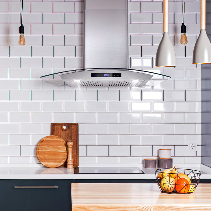 Cosmo 30 in. Ducted Wall Mount Range Hood in Stainless Steel with Touch Controls, LED Lighting and Permanent Filters - COS-668AS750