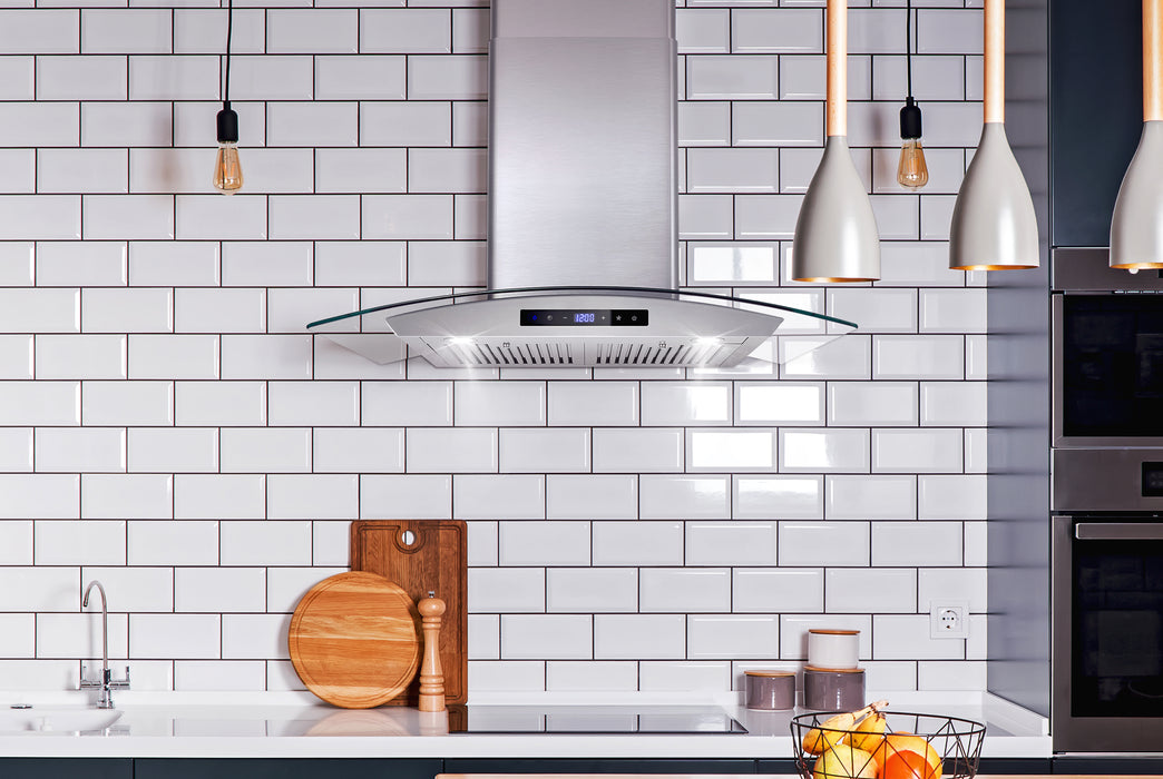 Cosmo 30 in. Ducted Wall Mount Range Hood in Stainless Steel with Touch Controls, LED Lighting and Permanent Filters - COS-668AS750