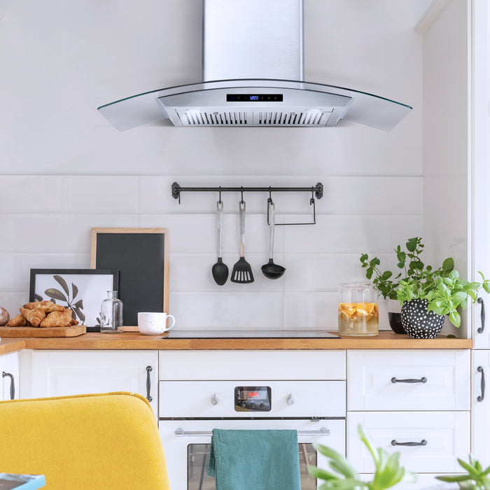 Cosmo 36 in. Ducted Wall Mount Range Hood in Stainless Steel with Touch Controls, LED Lighting and Permanent Filters - COS-668AS900
