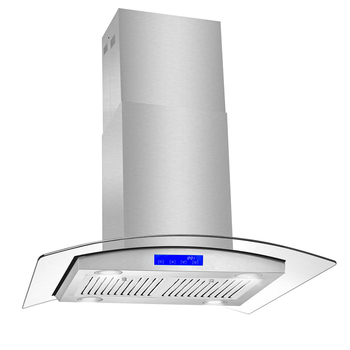 Cosmo 30 in. Ducted Island Range Hood in Stainless Steel with LED Lighting and Permanent Filters - COS-668ICS750