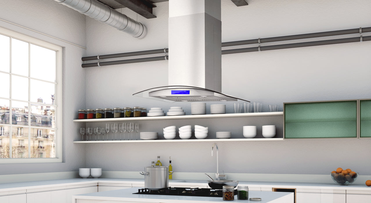 Cosmo 30 in. Ducted Island Range Hood in Stainless Steel with LED Lighting and Permanent Filters - COS-668ICS750