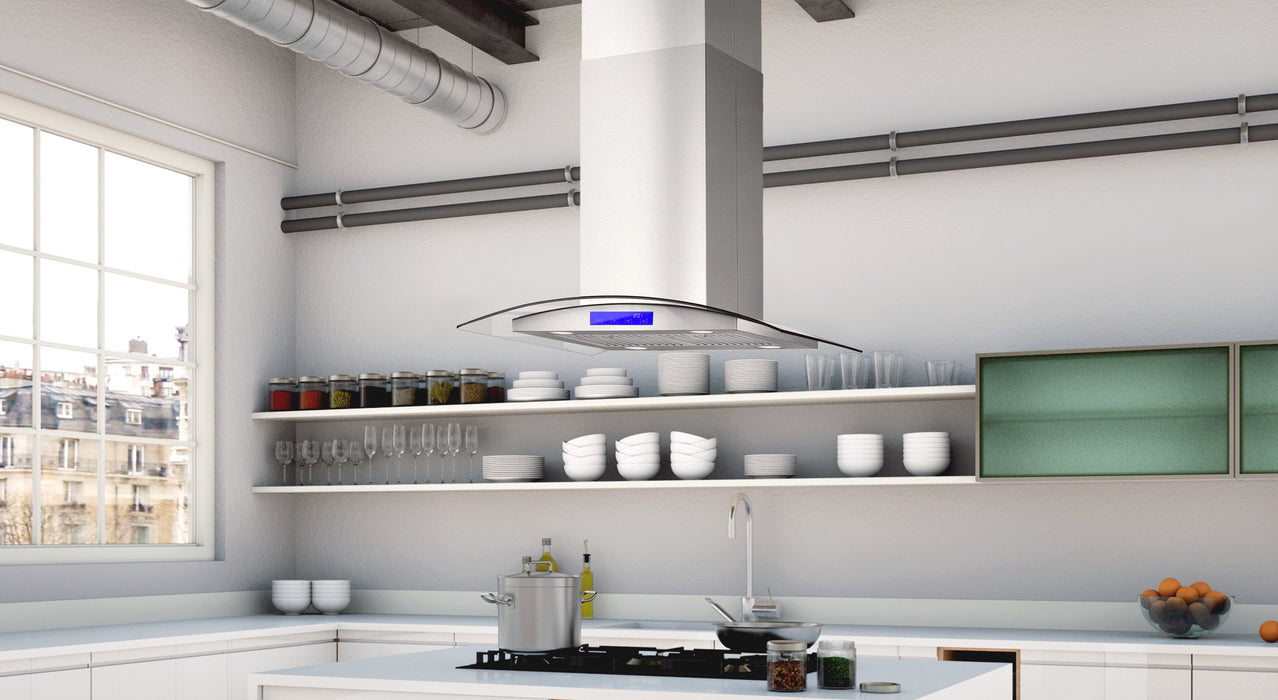 Cosmo 30 in. Ducted Island Range Hood in Stainless Steel with LED Lighting and Permanent Filters - COS-668ICS750