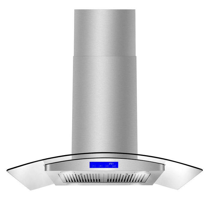 Cosmo 36" Stainless Steel Island Range Hood with Digital Touch Controls, Glass Canopy - COS-668ICS900