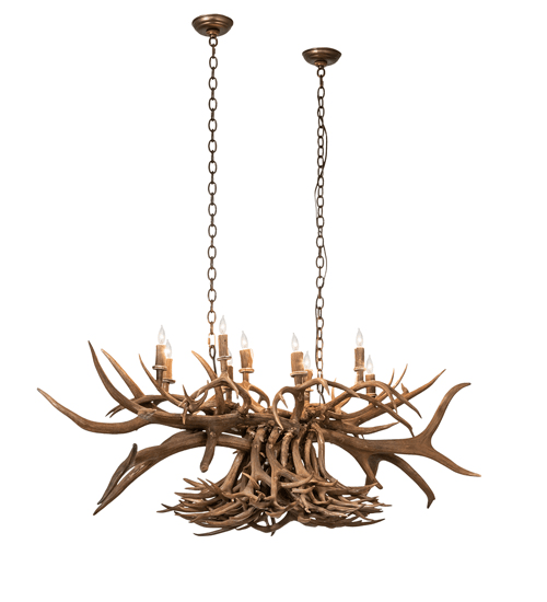 Meyda 55" Long Antlers 10 Light Oblong Chandelier- 251967