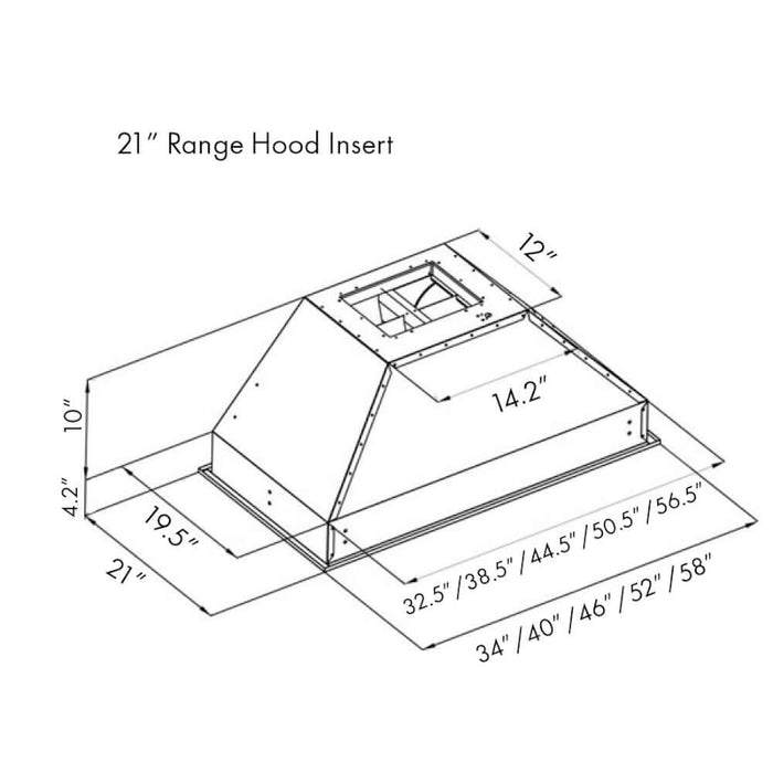 ZLINE 34 in. Ducted Wall Mount Range Hood Insert in Stainless Steel (721-34)