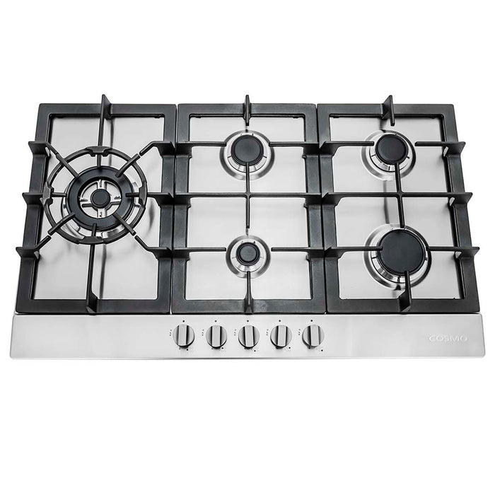 Cosmo 30 in. Gas Cooktop in Stainless Steel with 5 Sealed Brass Burners - 850SLTX-E