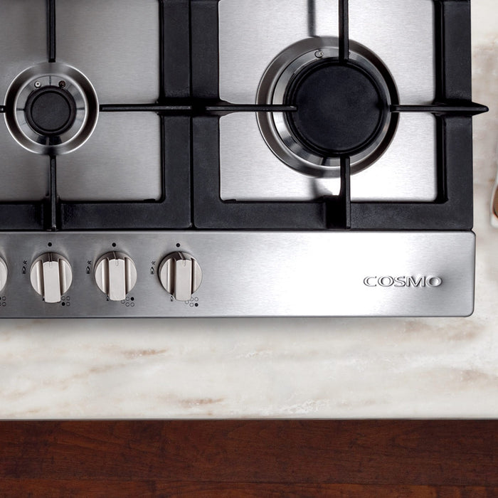 Cosmo 30 in. Gas Cooktop in Stainless Steel with 5 Sealed Brass Burners - 850SLTX-E