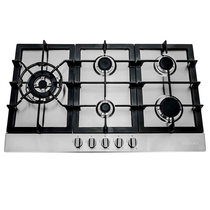 Cosmo 30 in. Gas Cooktop in Stainless Steel with 5 Sealed Brass Burners - 850SLTX-E