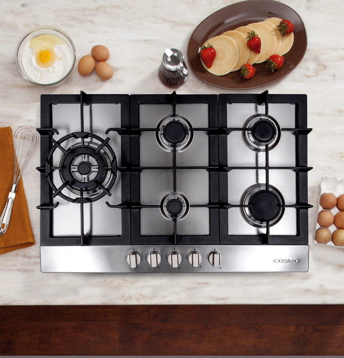 Cosmo 30 in. Gas Cooktop in Stainless Steel with 5 Sealed Brass Burners - 850SLTX-E