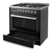 Cosmo 36 in. Nebula Collection 4.4 cu. ft. Gas Range, 5 Burners, Rapid Convection Oven, Cast Iron Grates in Matte Black - COS-965AGC-BKS