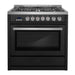 Cosmo 36 in. Nebula Collection 4.4 cu. ft. Gas Range, 5 Burners, Rapid Convection Oven, Cast Iron Grates in Matte Black - COS-965AGC-BKS