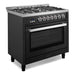 Cosmo 36 in. Nebula Collection 4.4 cu. ft. Gas Range, 5 Burners, Rapid Convection Oven, Cast Iron Grates in Matte Black - COS-965AGFC-BKS