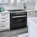 Cosmo 36 in. Nebula Collection 4.4 cu. ft. Gas Range, 5 Burners, Rapid Convection Oven, Cast Iron Grates in Matte Black - COS-965AGFC-BKS