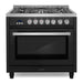 Cosmo 36 in. Nebula Collection 4.4 cu. ft. Gas Range, 5 Burners, Rapid Convection Oven, Cast Iron Grates in Matte Black - COS-965AGFC-BKS