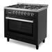 Cosmo 36 in. Nebula Collection 4.4 cu. ft. Gas Range, 5 Burners, Rapid Convection Oven, Cast Iron Grates in Matte Black - COS-965AGFC-BKS